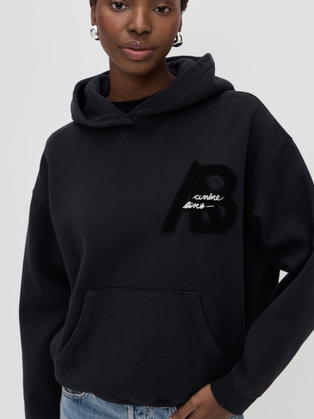 Anine Bing Jaci Hoodie in Vintage Black XS